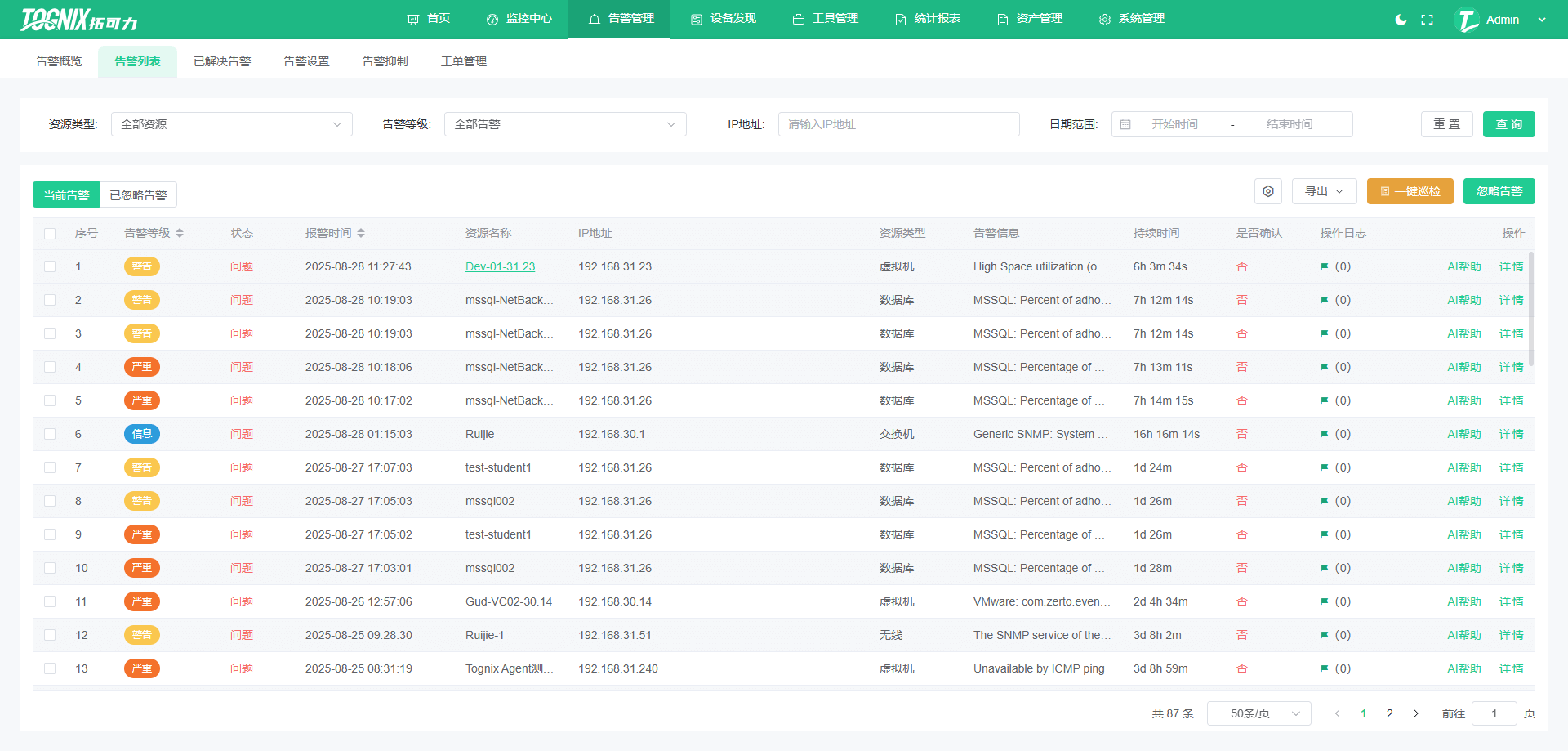 实时监控与告警